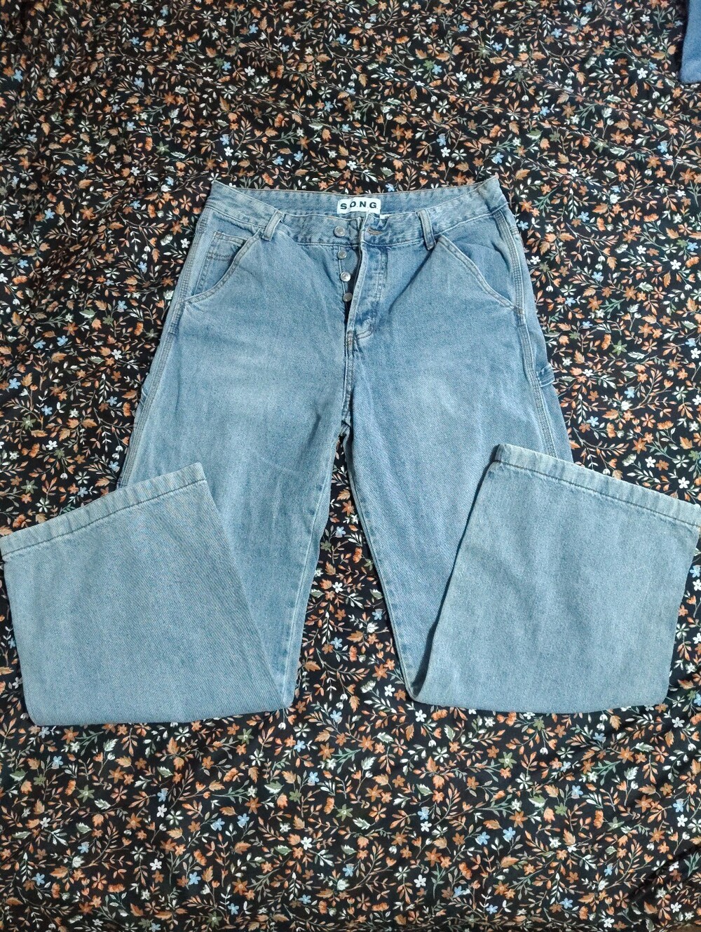 Light Blue Wide-Leg High-Rise Denim Pants